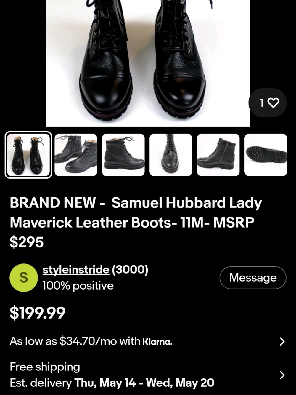 Samuel Hubbard Lady Maverick Combat Boots in Black